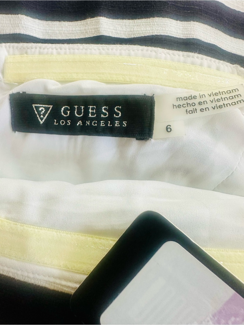 NWT Guess Los Angeles Off Shoulder Stripe Fit & Flare Dress Size 6 - Picture 8 of 8